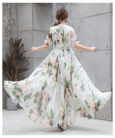 Women's Summer Floral Long Beach Maxi Dress Lightweight Sundress Watery Green Floral $22.05 Dresses