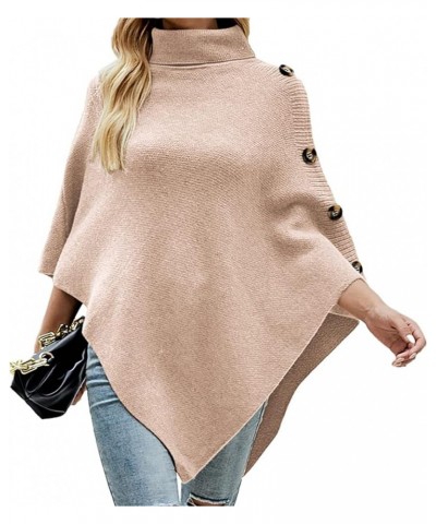 Women's Turtleneck Cable Poncho Sweater Oversized Side Slit Chunky Knit Batwing Sleeve Pullover Sweater… Apricot $15.75 Sweaters