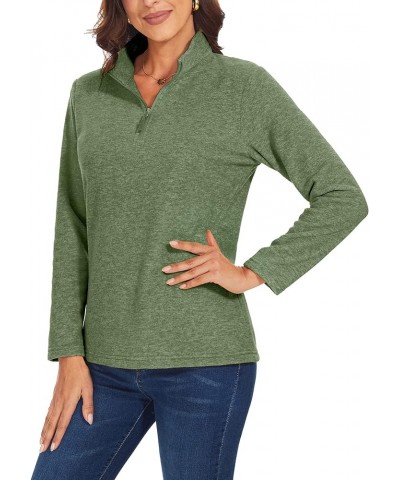 Women's Quarter Zip Pullover Sweatshirt Fleece Casual Long Sleeve Spring Fall Running Workout Tops Army Green $14.34 Activewear