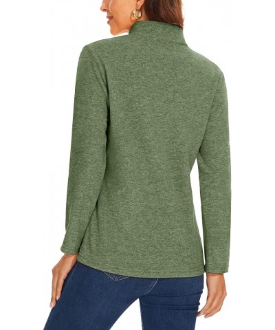 Women's Quarter Zip Pullover Sweatshirt Fleece Casual Long Sleeve Spring Fall Running Workout Tops Army Green $14.34 Activewear