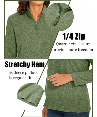 Women's Quarter Zip Pullover Sweatshirt Fleece Casual Long Sleeve Spring Fall Running Workout Tops Army Green $14.34 Activewear