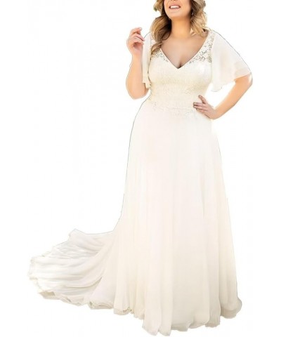 Elegant A Line Plus Size Wedding Dress for Women with Lace Applique Tulle Bridal Gown B-ivory $66.10 Dresses