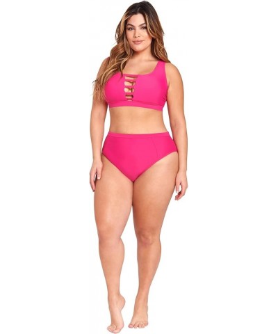 Women's High Waisted Swim Bikini Bottom Adult Pink $8.99 Swimsuits