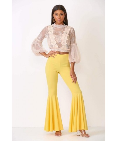 Women's J2 Love Mermaid Ruffle Flare Pants Yellow $16.60 Pants