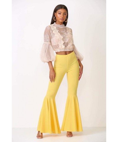 Women's J2 Love Mermaid Ruffle Flare Pants Yellow $16.60 Pants