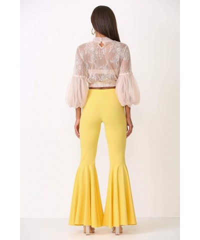 Women's J2 Love Mermaid Ruffle Flare Pants Yellow $16.60 Pants