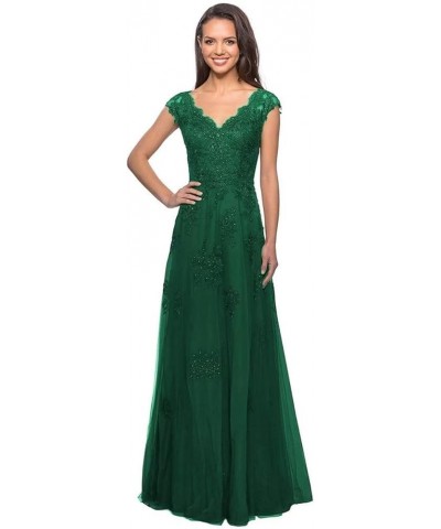 Laces Tulle Mother of Bride Dresses V-Neck Mother of The Groom Dresses Elegant Formal Evening Party Gowns Emerald Green $35.6...