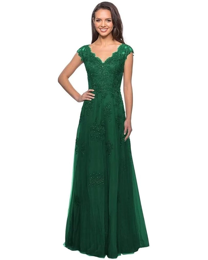 Laces Tulle Mother of Bride Dresses V-Neck Mother of The Groom Dresses Elegant Formal Evening Party Gowns Emerald Green $35.6...