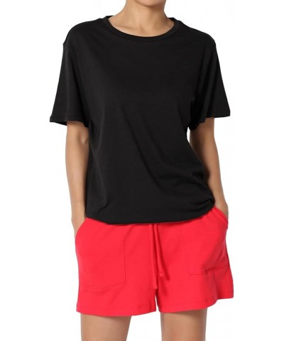 Women's Casual Crew Neck Cotton Oversized Boyfriend T-Shirt Short Sleeve Tee Black $10.91 Tops