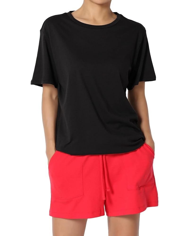 Women's Casual Crew Neck Cotton Oversized Boyfriend T-Shirt Short Sleeve Tee Black $10.91 Tops