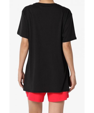 Women's Casual Crew Neck Cotton Oversized Boyfriend T-Shirt Short Sleeve Tee Black $10.91 Tops