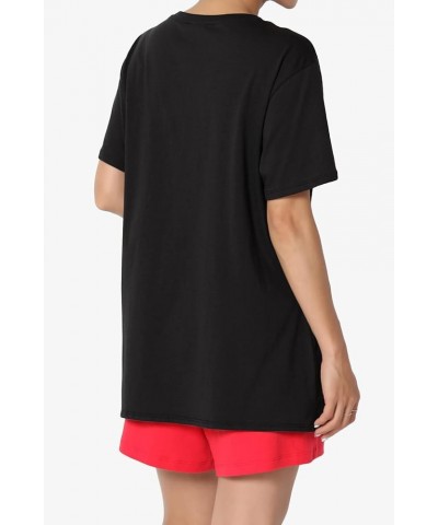 Women's Casual Crew Neck Cotton Oversized Boyfriend T-Shirt Short Sleeve Tee Black $10.91 Tops