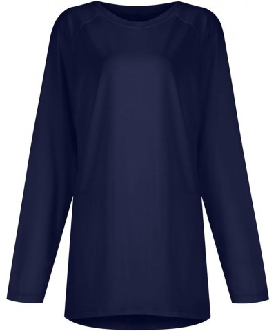 Tops for Women Winter Shirt Long Sleeve Womens Blouses Dressy Solid Color Tunic Fall Sweatshirts V Neck Clothes F51-navy $11....