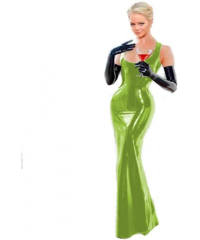 Plus Size Low Cut Sleeveless Skinny Long Dress Ladies Elegant PVC Mermaid Dress Fruit Green $34.05 Dresses