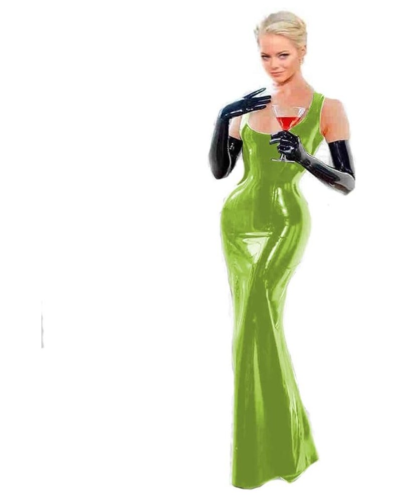 Plus Size Low Cut Sleeveless Skinny Long Dress Ladies Elegant PVC Mermaid Dress Fruit Green $34.05 Dresses