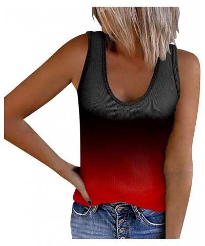 Tank Top for Women, Women Tank Tops Summer Casual Ribbed Sleeveless Basic Cami Top Slim Henley Button Down Blouses X06-red $5...