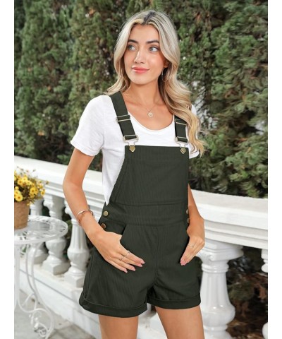 Women Corduroy Short Overalls Romper Jumpsuit Casual Adjustable Straps Cute Plain Overall With Pockets Army Green $23.93 Over...