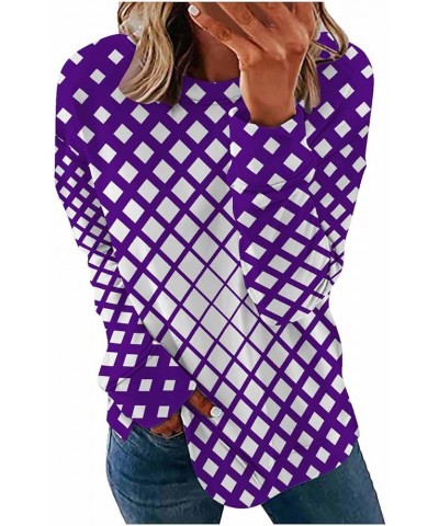 Trendy Fall Tunic Tops for Women Crew Neck Long Sleeves Blosue Tops for Leggings Plus Size Polka Dot Print Sweatshirt Purple ...