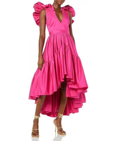 Women's Standard Ruffle Dress with Flounce Bright Pink $90.16 Dresses