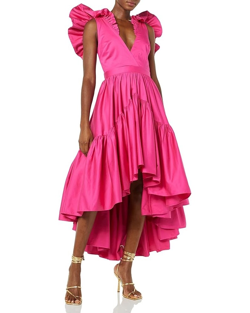 Women's Standard Ruffle Dress with Flounce Bright Pink $90.16 Dresses