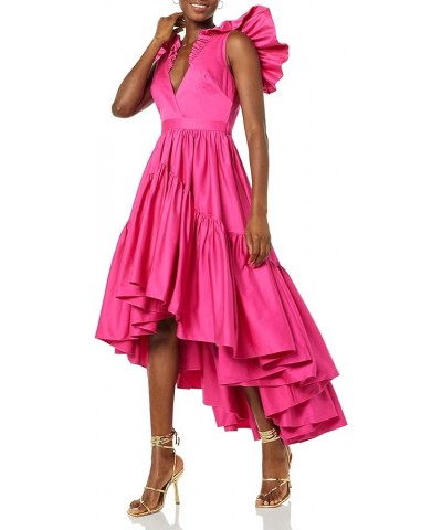 Women's Standard Ruffle Dress with Flounce Bright Pink $90.16 Dresses