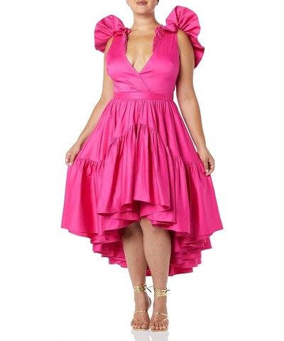 Women's Standard Ruffle Dress with Flounce Bright Pink $90.16 Dresses