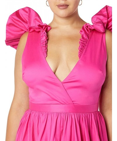 Women's Standard Ruffle Dress with Flounce Bright Pink $90.16 Dresses