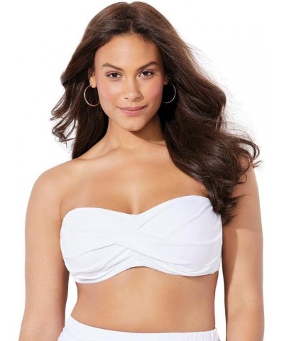 Women's Plus Size Valentine Ruched Bandeau Bikini Top White $19.57 Swimsuits