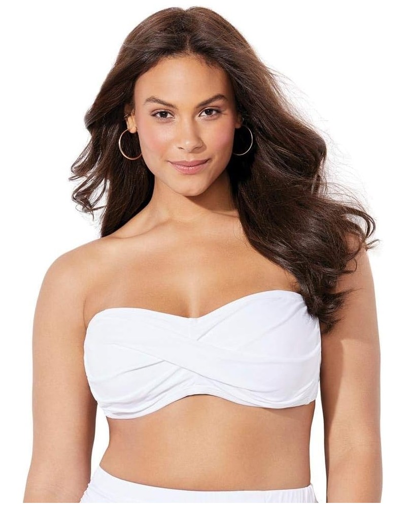 Women's Plus Size Valentine Ruched Bandeau Bikini Top White $19.57 Swimsuits