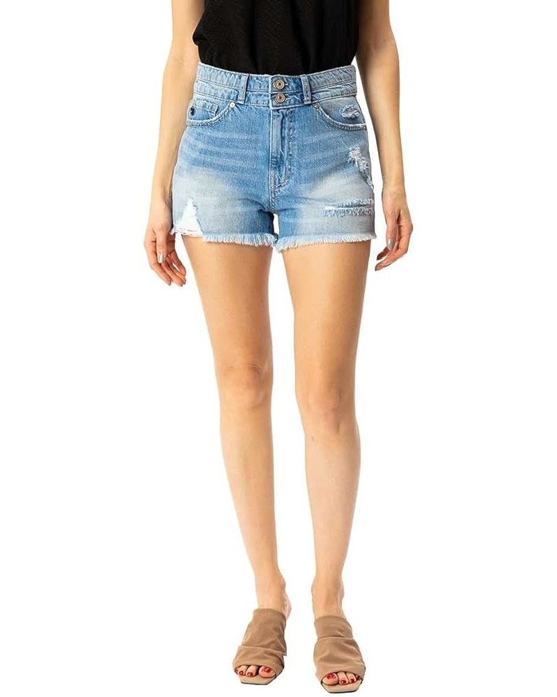 Kancan Women's High Rise Distressed Mom Shorts - KC8560 Light Wash $21.64 Shorts