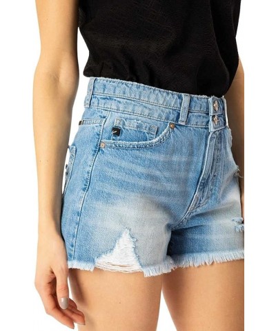 Kancan Women's High Rise Distressed Mom Shorts - KC8560 Light Wash $21.64 Shorts