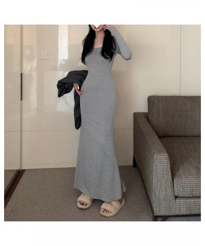 Women Sexy Backless Dress Bodycon Sleeveless Open Back Maxi Dress Going Out Elegant Party Ladies Bell Sleeve A-grey $14.83 Dr...