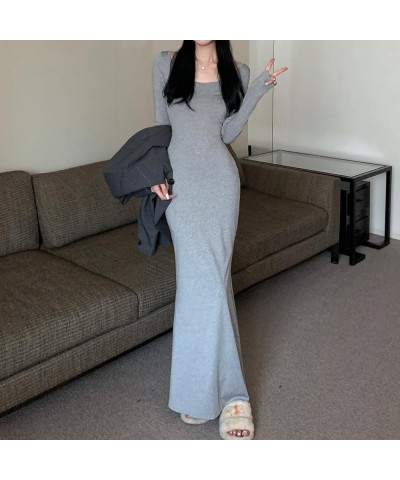 Women Sexy Backless Dress Bodycon Sleeveless Open Back Maxi Dress Going Out Elegant Party Ladies Bell Sleeve A-grey $14.83 Dr...