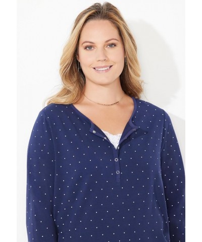 Women's Plus Size Suprema Snap-Placket Tee Navy Dot $16.81 T-Shirts