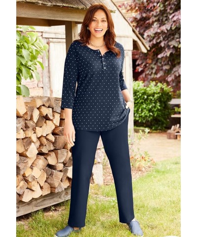 Women's Plus Size Suprema Snap-Placket Tee Navy Dot $16.81 T-Shirts