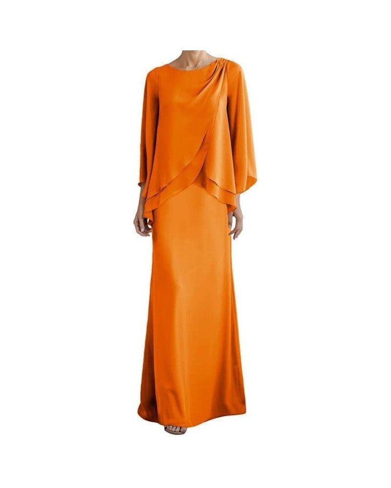 2 Pieces Mother of The Bride Dresses Chiffon Wedding Guest Dresses for Women Plus Size Mother of The Groom Dresses Orange a $...