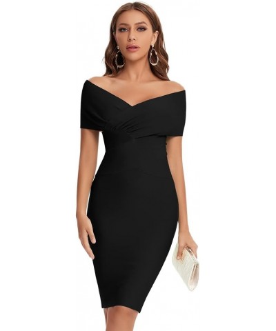 Off Shoulder Bodycon Bandage Dresses for Women Black $29.00 Dresses