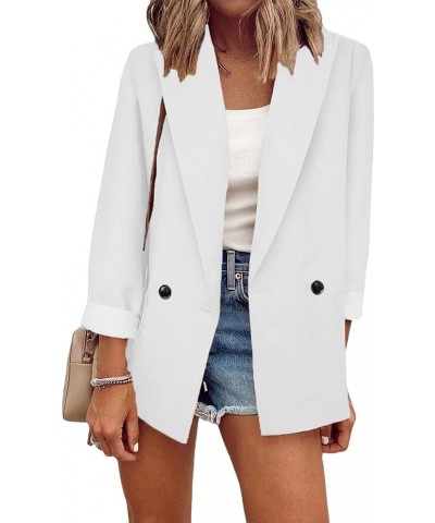 Women's Casual Long Sleeve Blazer Jacket Plus Size Solid Color Work Blazer Loose White $17.20 Blazers