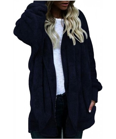 Women's Winter Coats Warm Coat Jacket Outwear Cardigan Coat Double Sided Velvet Hooded Coat, S-3XL Blue $9.41 Jackets