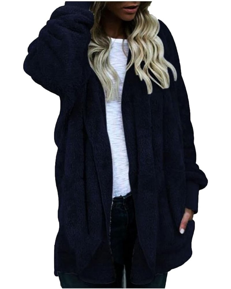 Women's Winter Coats Warm Coat Jacket Outwear Cardigan Coat Double Sided Velvet Hooded Coat, S-3XL Blue $9.41 Jackets