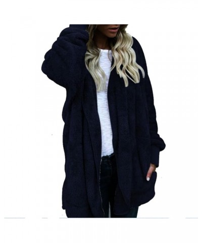 Women's Winter Coats Warm Coat Jacket Outwear Cardigan Coat Double Sided Velvet Hooded Coat, S-3XL Blue $9.41 Jackets