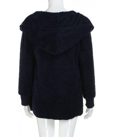 Women's Winter Coats Warm Coat Jacket Outwear Cardigan Coat Double Sided Velvet Hooded Coat, S-3XL Blue $9.41 Jackets