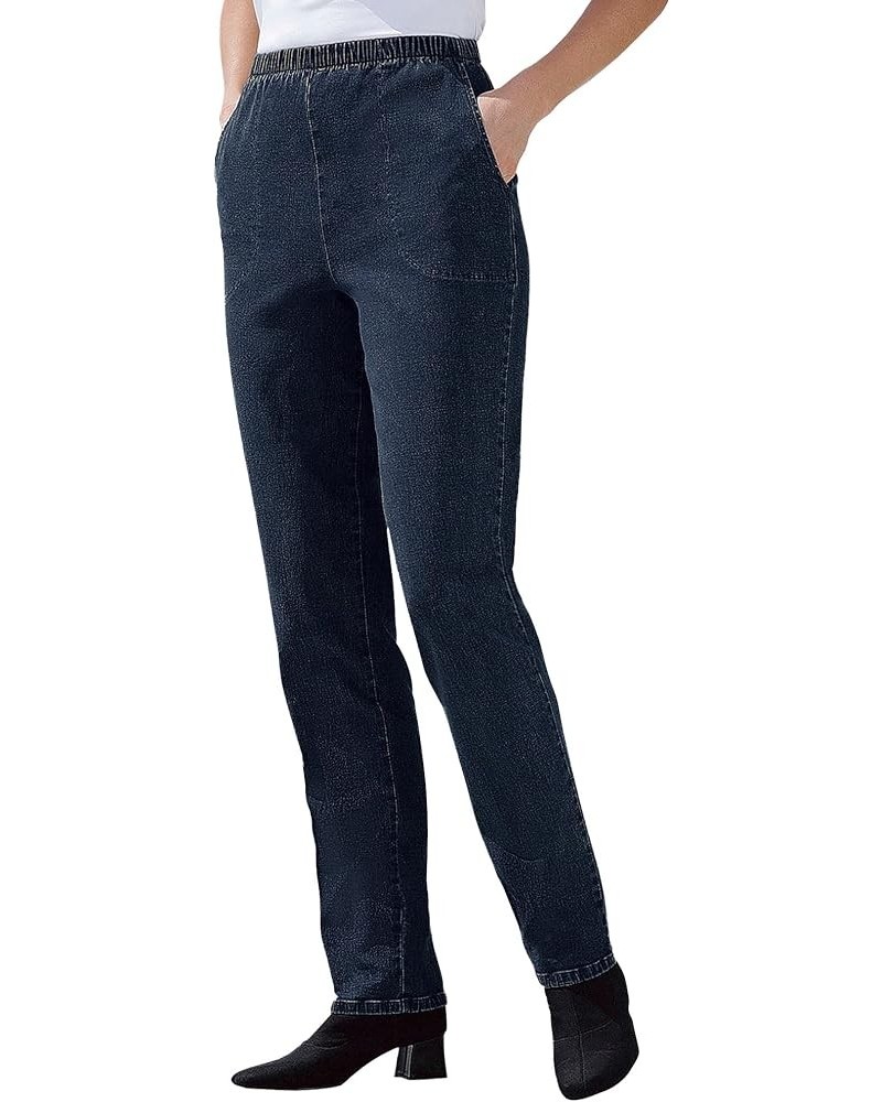 Women's Plus Size Petite Straight Leg Fineline Jean Indigo $17.94 Jeans