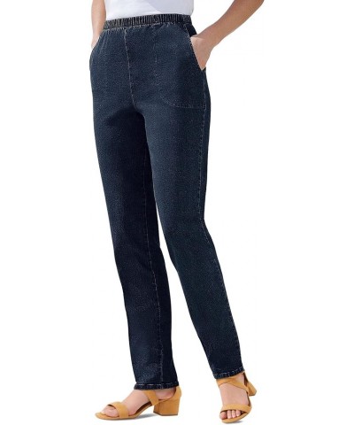 Women's Plus Size Petite Straight Leg Fineline Jean Indigo $17.94 Jeans