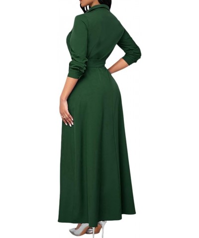 Womens Maxi Dresses Long Sleeve Floral Printed Casual V Neck Loose Party Dress Fall Green/Ssf $19.74 Dresses