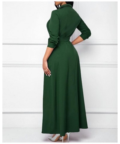 Womens Maxi Dresses Long Sleeve Floral Printed Casual V Neck Loose Party Dress Fall Green/Ssf $19.74 Dresses