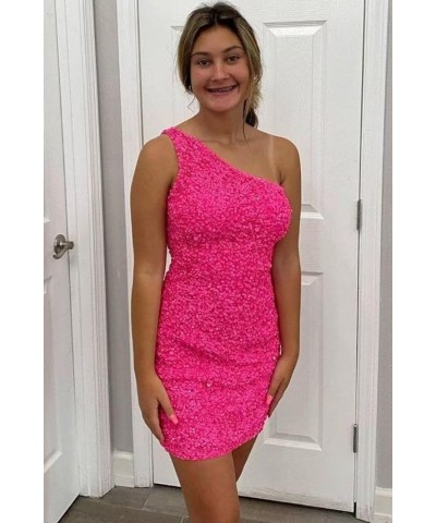 Women's One Shoulder Sequin Homecoming Dresses Short for Teens Tight Glitter Sparkly Prom Cocktail Gowns Champagne $25.44 Dre...