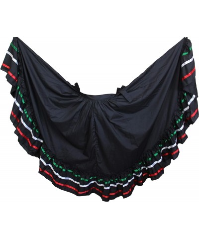 Folkloric Mexican, Flamenco, Bomba y Plena and Belly Dance Skirts for Women and Girls (Choose Size and Color) Black Tricolor ...