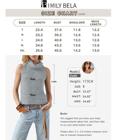 Womens Turtleneck Sweater Vest Sleeveless Loose Pullover Sweaters Knit Fashion Tank Tops Blue&grey $14.70 Sweaters