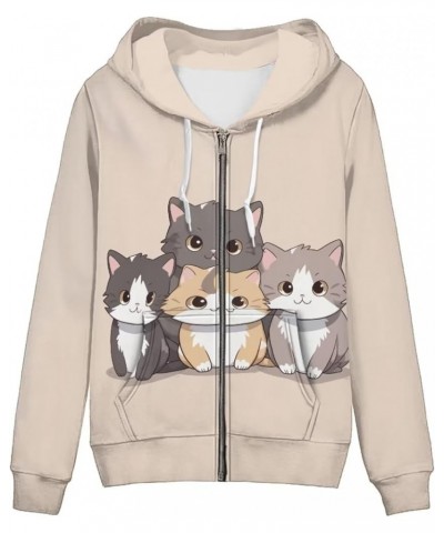 Womens Hoodies Zip Up Hoodie Y2K Women Clothes Sweatshirts Fall Fashion Outfits Cat Kitty $21.65 Hoodies & Sweatshirts